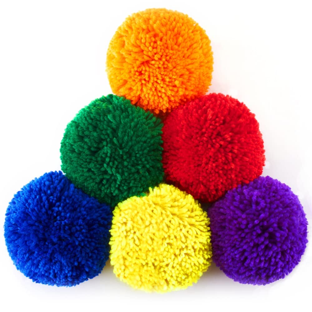 FLYIO 12-Pack Soft Fleece Balls Large 4-inch Dodgeball Playground Balls, Rainbow Pack Size for Dodge Ball, Handball, Camps and Schools Blue,Green,Orange,Purple,Red