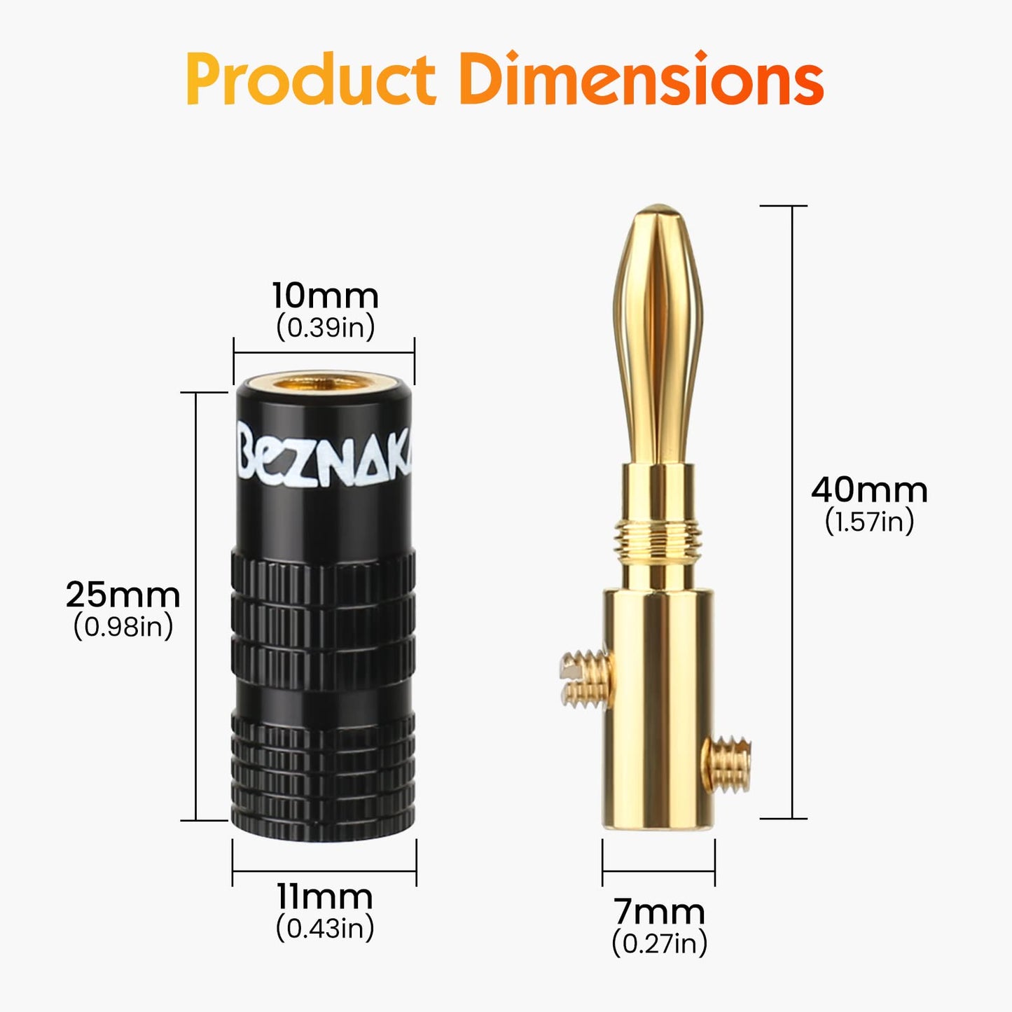 Banana Plugs with Dual Set Screws,Black and Red Aluminum Shell,6 Pairs