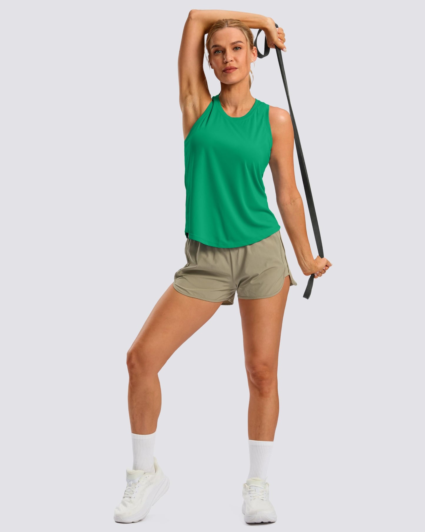 G Gradual Women's Workout Tank Tops Racerback Athletic Yoga Tops Loose Fit Sleeveless Running Gym Sports Shirts for Women(Green,L)