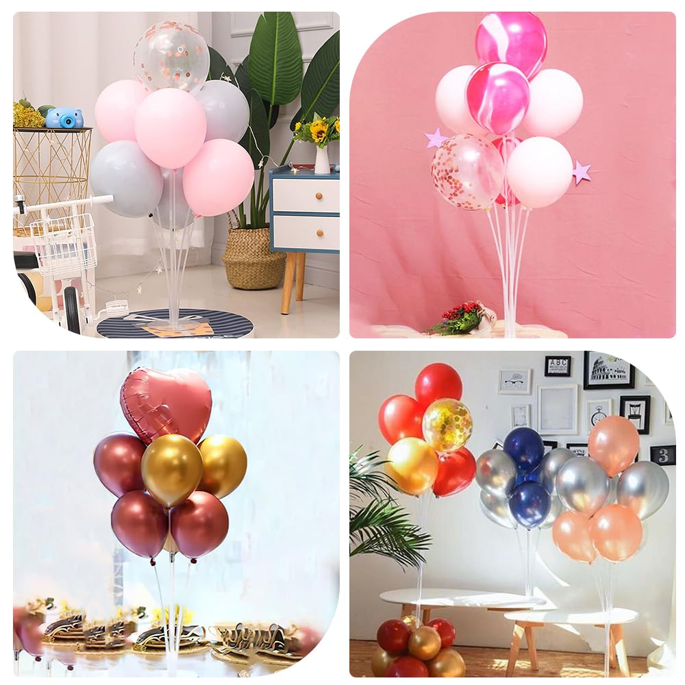 Balloon Stand kit 4 Sets 10 Pcs Balloon Arch Kit Balloons Sticks with Base Balloons Tape Balloon Arch Stands for Table Floor Party Baby Shower Decorations Table Centerpiece Decor Wedding Birthday