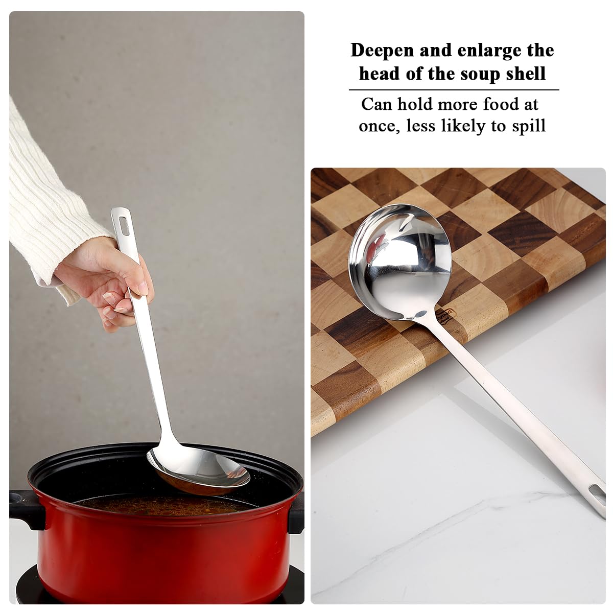 Kyraton Stainless Steel Kitchen Utensils Set 6 Pieces, Cooking Utensil Set Include Metal Spatula Sets, Skimmer, Ladle, Tongs, Potato Masher, Dishwasher Safe