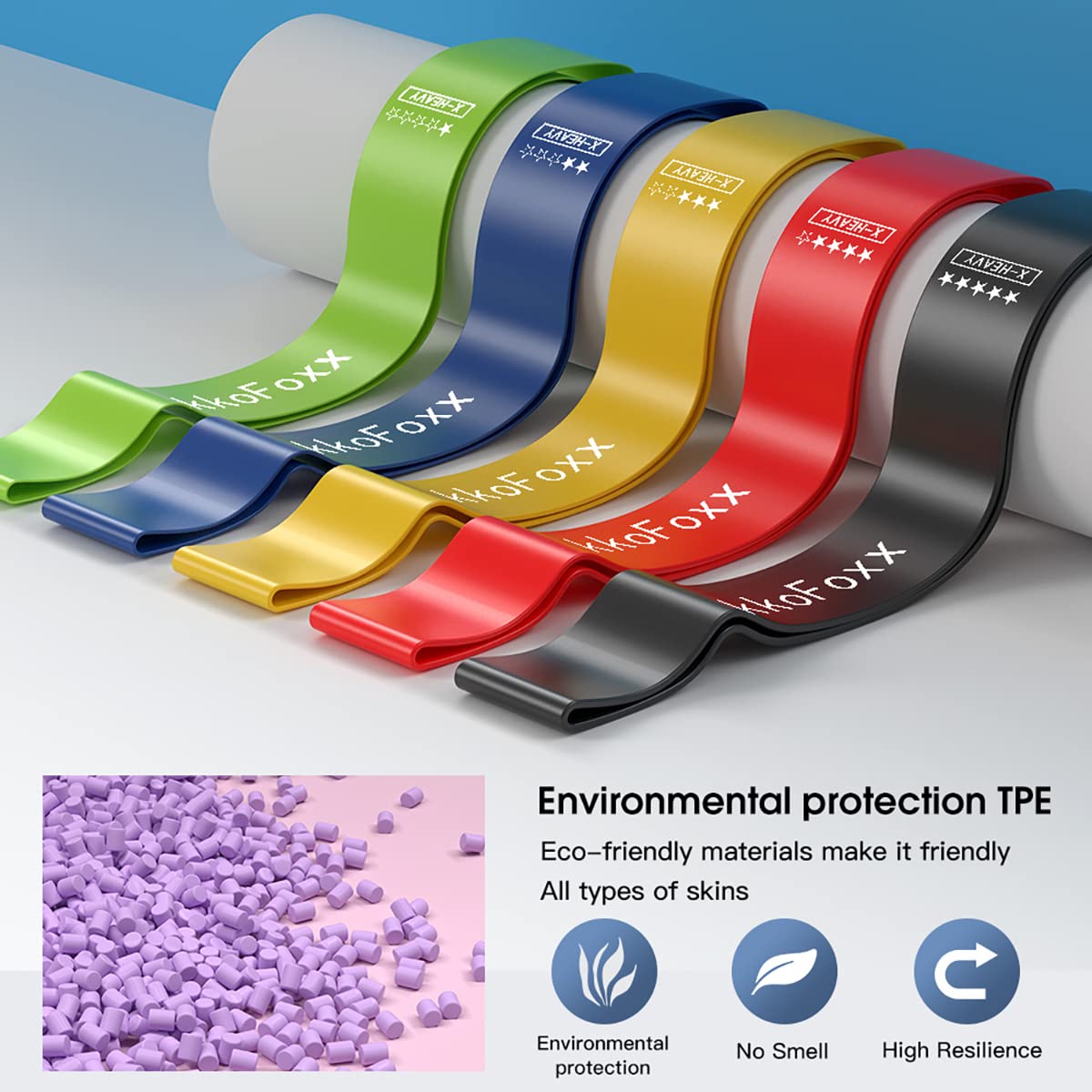 Resistance Loop Exercise Bands Exercise Bands for Home Fitness, Stretching, Strength Training, Physical Therapy,Elastic Workout Bands for Women Men Kids, Set of 5 (Multicolor)