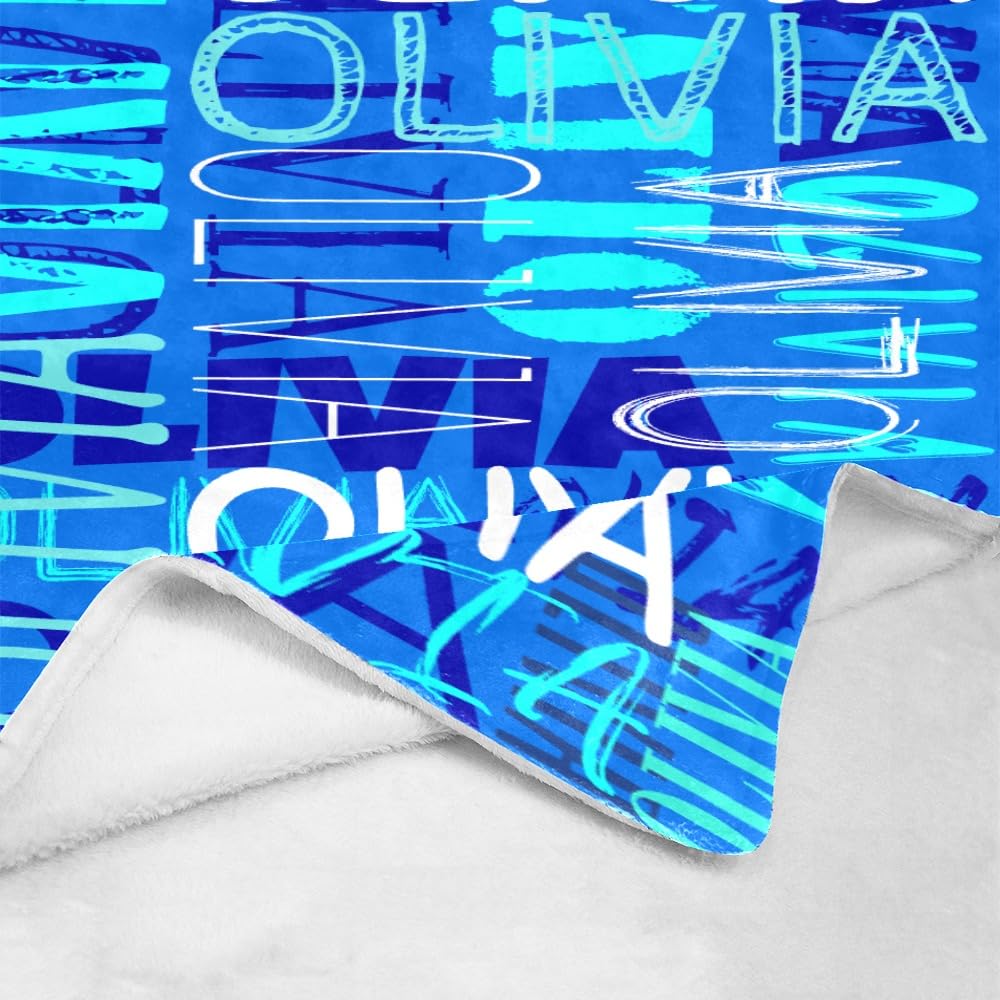 JOYXBUY Custom Blanket Personalized Throw Blanket Name Blankets Personalized Gifts for Women Men Kids Baby Boys Girls (Fluorescent Blue, 30” x 40”)
