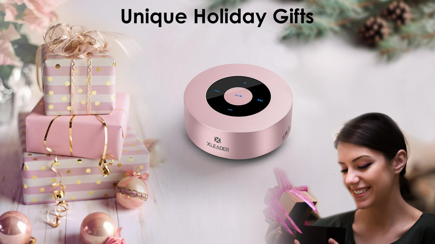 XLEADER [Smart Touch] Mini Bluetooth Speaker SoundAngel A8 (3rd Gen) Premium Rose Gold with Portable Waterproof Case Mic TF Card Aux, for iPhone iPad Shower Electronic Christmas Xmas Gifts