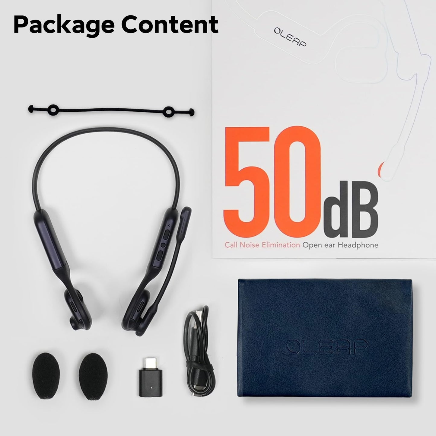 oleap Pilot P200b Pro Wireless Headset with Mic for Work, 50dB Noise Cancelling Headphones with AI ENC, Bluetooth 5.3 USB-C Dongle - Wireless Computer Headset for Meetings and Calls