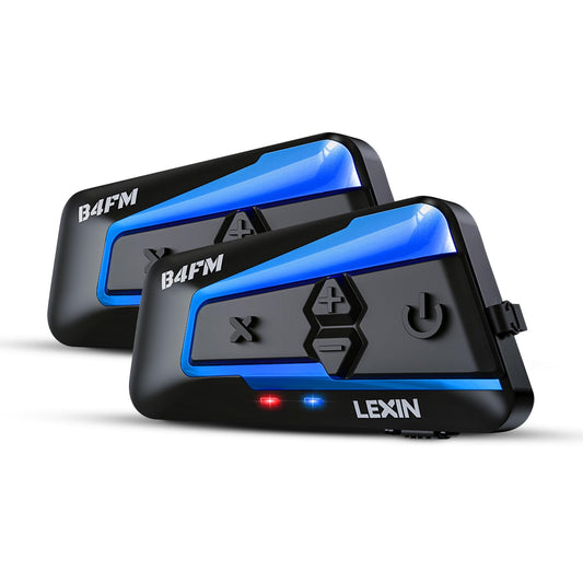 LEXIN B4FM Motorcycle Bluetooth Headset, 10 Riders Helmet Bluetooth Intercom, Universal IP67 Communication Systems with Music Sharing, Noise Cancellation, FM Radio, Fit for Snowmobile, 2 Pack