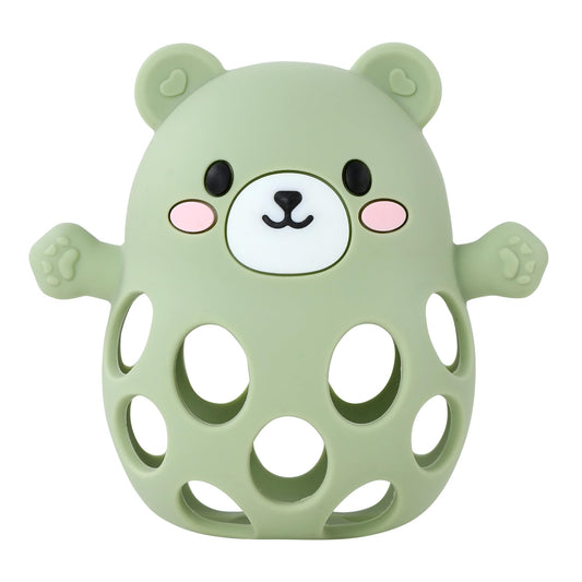 Baby Teething Toy Food Grade Silicone Mitten & Wrist Teether for 0-12 Months, BPA-Free, Anti-Dropping Design for Teething Relief & Sucking Needs (Green)