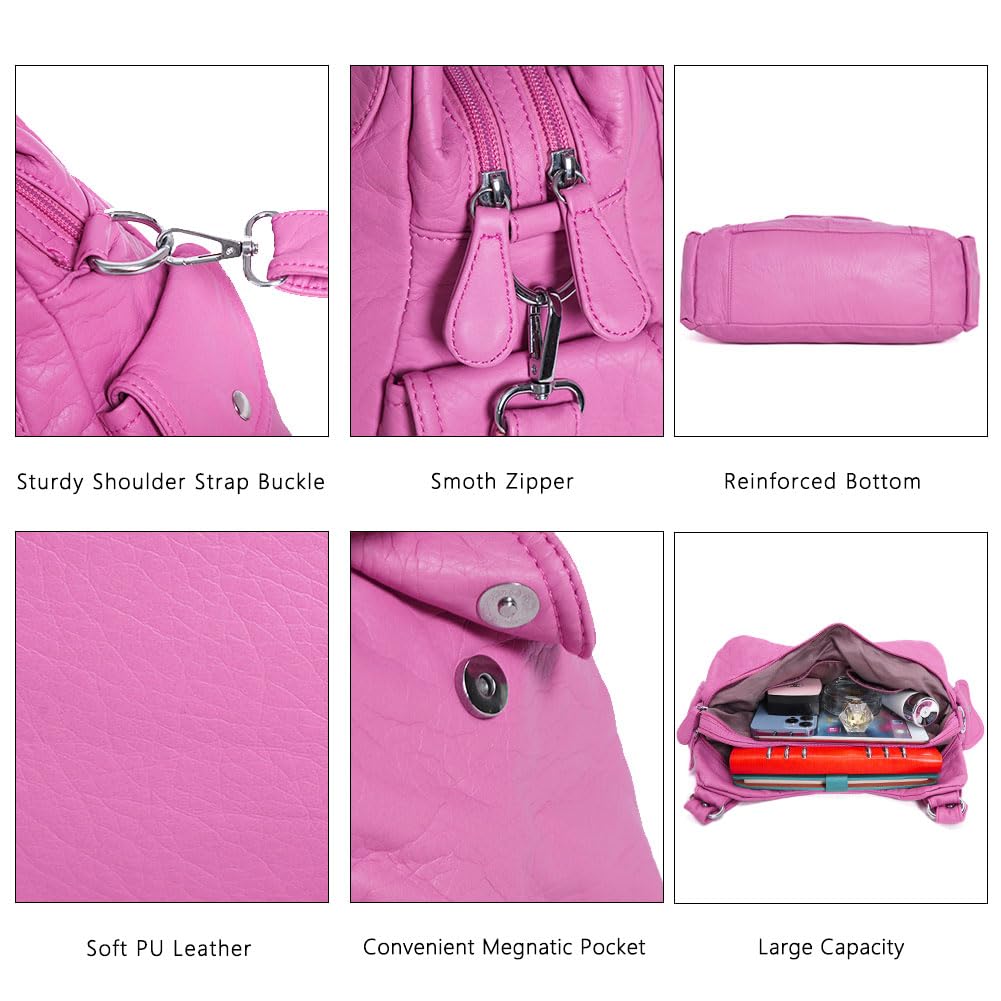 Angel Kiss Purses for Women, Large Shoulder Bag Hobo Tote Purse Mutipocket Faux Leather Satchel Hobo Purse