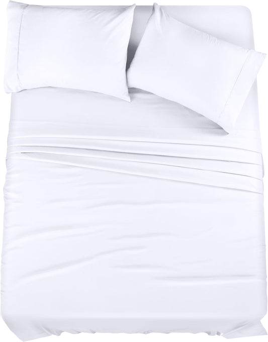 Utopia Bedding Queen Sheet Set – 4 Piece Bed Sheets for Queen Size Bed, Soft and Breathable Microfiber, Includes 1 Fitted Sheet, 1 Flat Sheet and 2 Pillowcases (White)