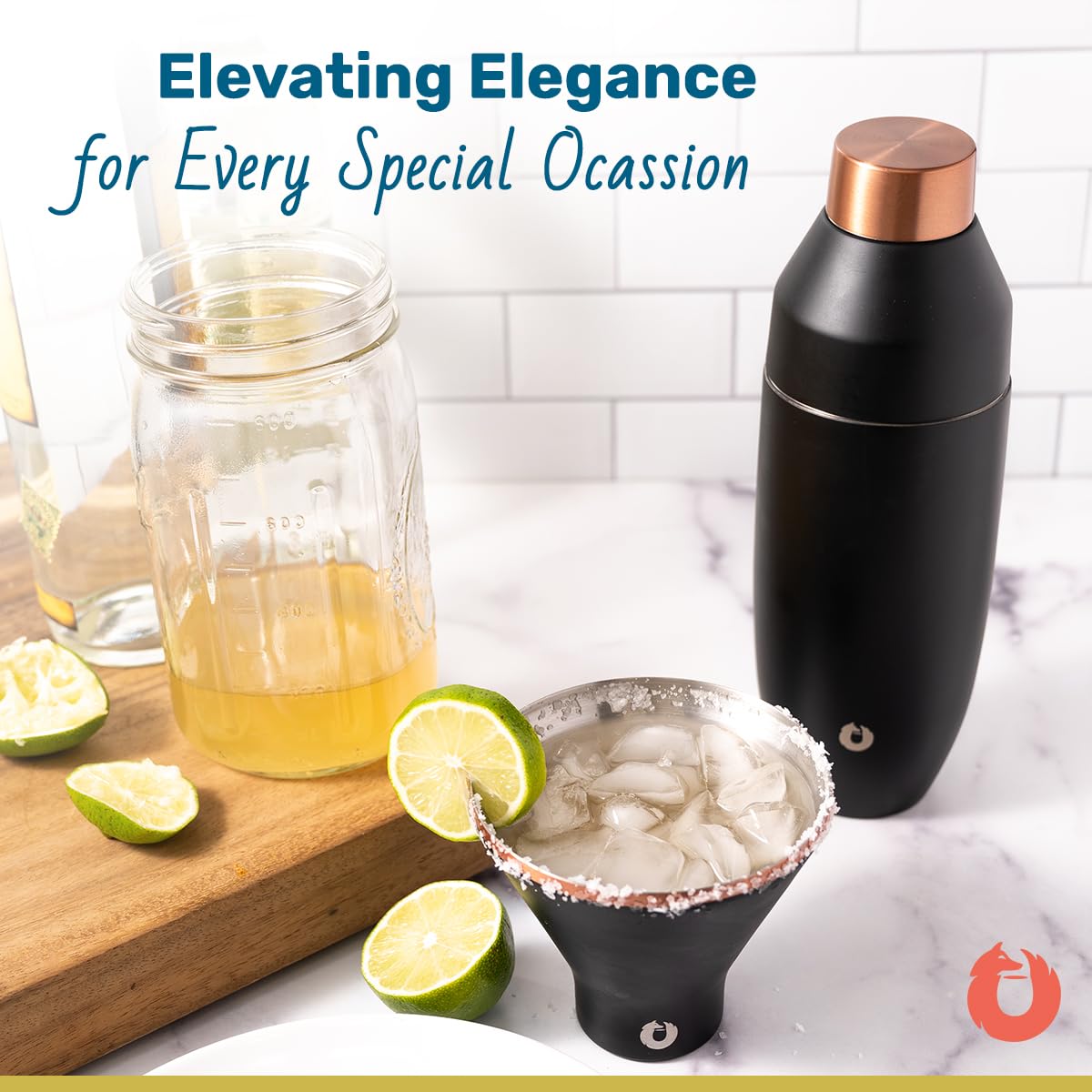 SNOWFOX Premium Vacuum Insulated Stainless Steel Martini Glass, Set of 2, Martinis Stay Icy Cold, Stemless Cocktail Glasses, Elegant Home Entertaining, Bold Beautiful Barware Set, 8 oz, Marble