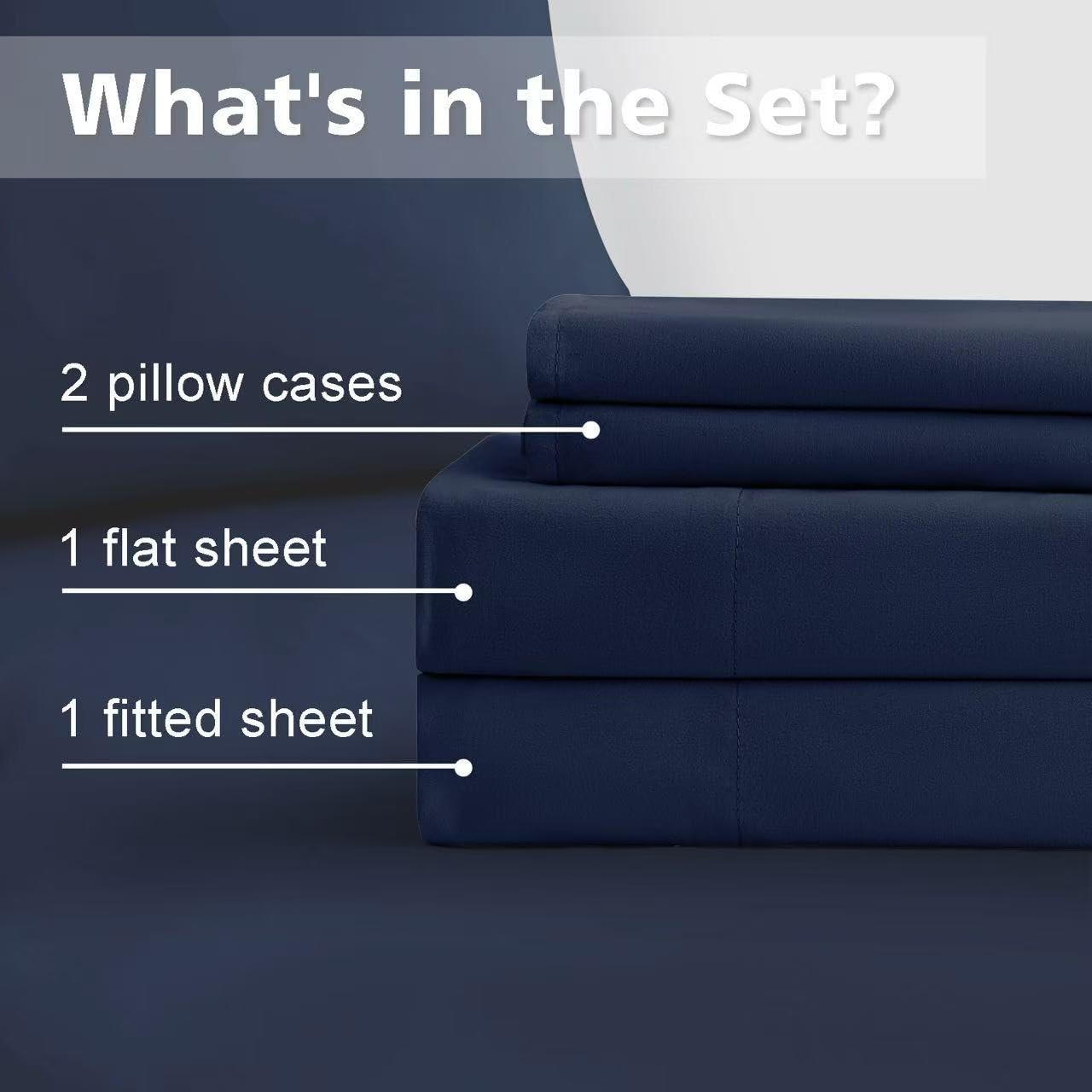 Cal King Size 4 Piece Bed Sheet Set - Ultra Imitation Cotton-Premium Breathable & Cooling Sheets - Hotel Luxury Bed Sheets Deep Pocket up to 15"- Wrinkle, Stain Resistant (Navy Blue, California King)