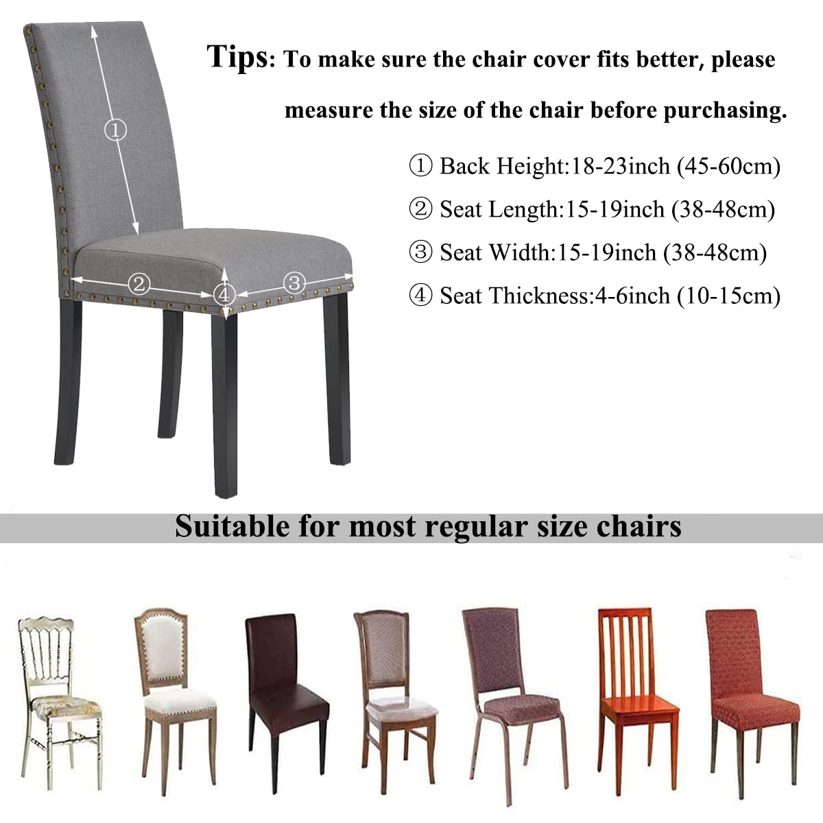 HZDHCLH Chair Covers for Dining Room Set of 4,Stretch Spandex Parsons Chair Slipcovers,Washable Anti-dust Chair Seat Covers for Kitchen,Wedding,Party (Beige, 4 Pack)