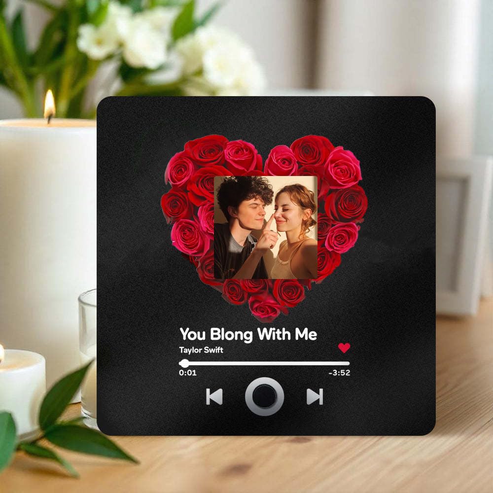 Custom Music Fridge Magnet with Photo Personalized Music Refrigerator Magnets Plays Song Customized Anniversary Christmas Valentine's Day Gifts for BF GF