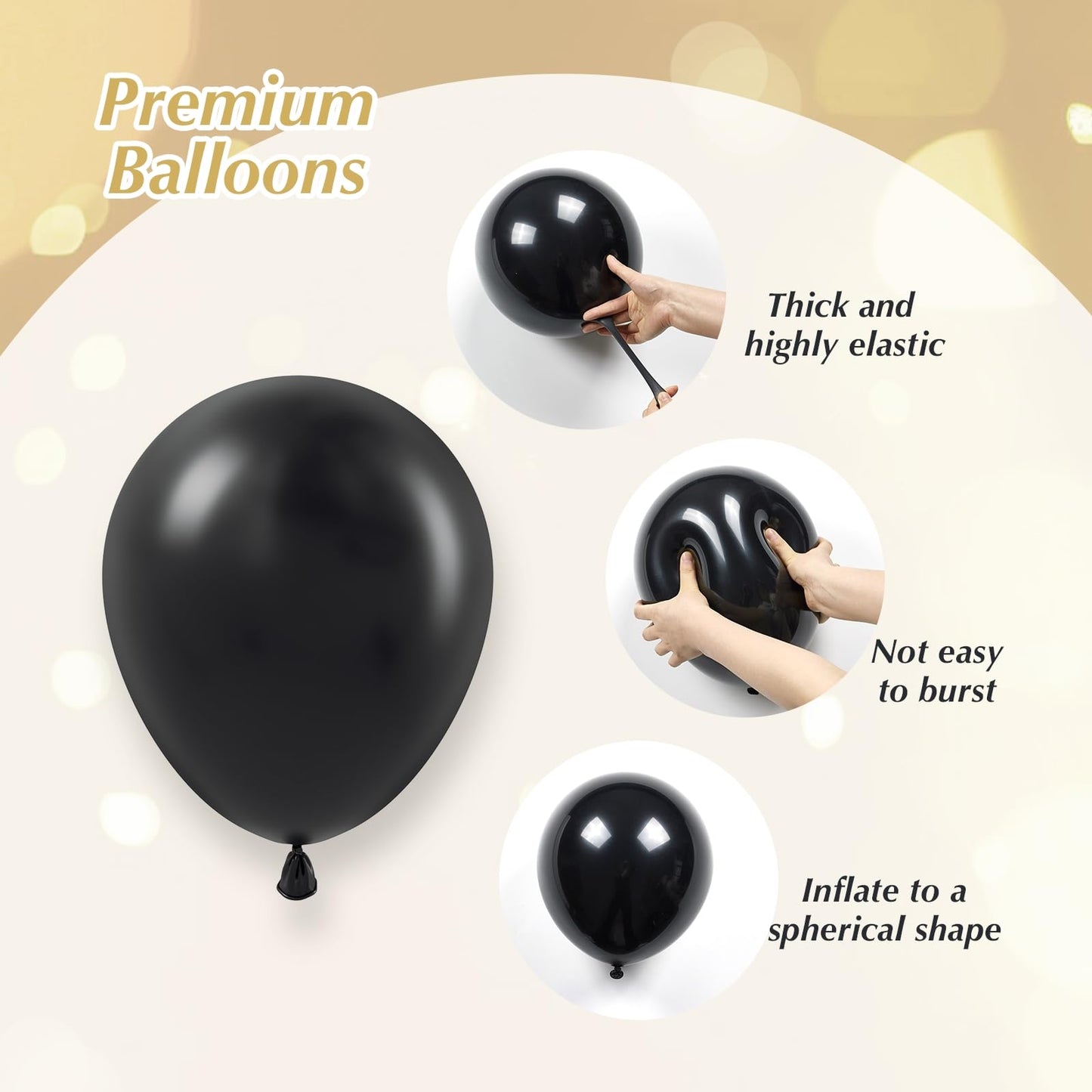 Black and Gold Balloons, 60pcs 12inch Black Metallic Gold Confetti Balloons for Graduation 2025 Anniversary Birthday Party Decorations