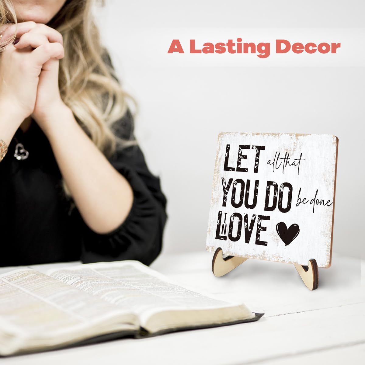 Inspirational Christian Gifts for Women Men Wood Sign Faith Religious Gifts Rustic Motivational Desk Decor Decorative Mental Health Decorations for Home Office Accessories Table Shelf Wooden Plaque