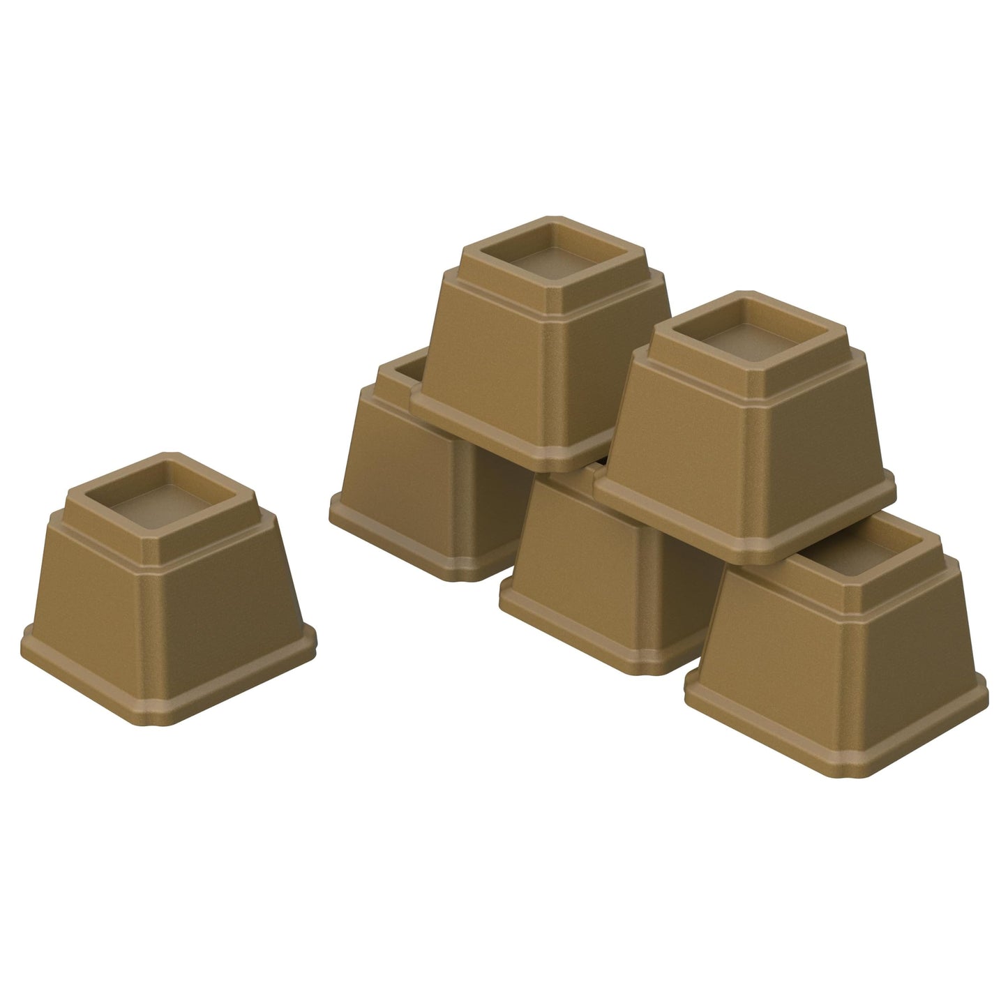 Whynonap Bed Risers 2 Inch Heavy Duty Bed Elevators, Set of 6 Lifts Up 2000 lbs Furniture Risers for Bed Frame ans Sofa, Brown