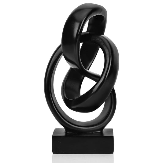 DOVDOV Abstract Black Knot Statue, Geometric Decor, Living Room Coffee Table Bookshelf countertop Black Decor, Office Coffee Table entryway Desktop Decor.