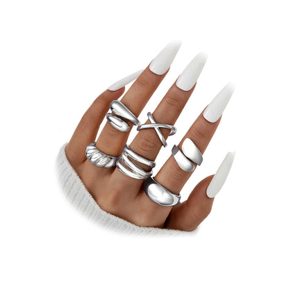 YEEZII Chunky Gold Rings for Women Non Tarnish, 18K Gold Plated Stackable Thumb Ring, Statement Women Rings Set