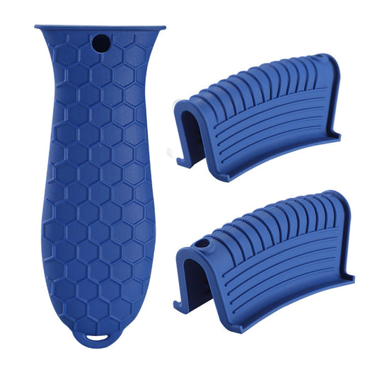 Shudyear Cast Iron Skillet Handle Covers - 3 Pack, Silicone, Heat Resistant, Blue