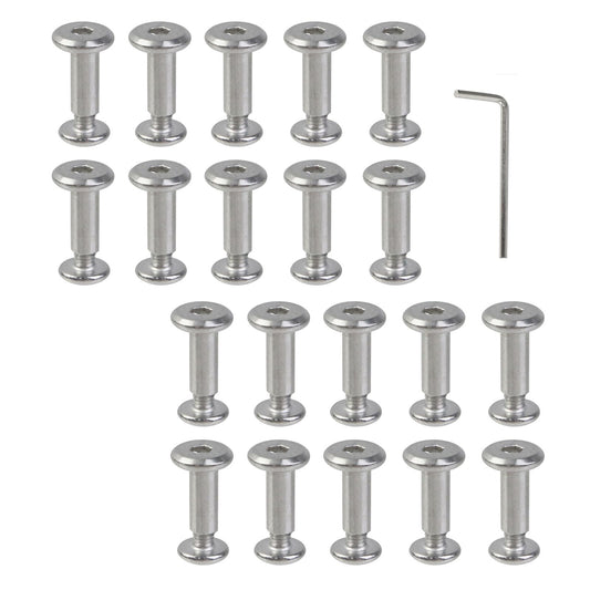 Oedema 20 Sets Silver M3×4mm Chicago Screws Stainless Steel Screw Rivets Φ4×10mm Countersunk Rivets for Leather Crafting, Belt Buckle