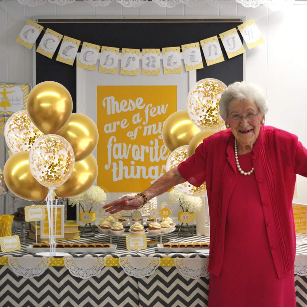 TONIFUL 4 Set Gold Balloon Centerpieces for Table, Balloon Stand Kit for Party Centerpiece Table Decorations, 50th 60th 70 th 80th 90th 100th Birthday Decorations Graduation Decoration 2025 New Years