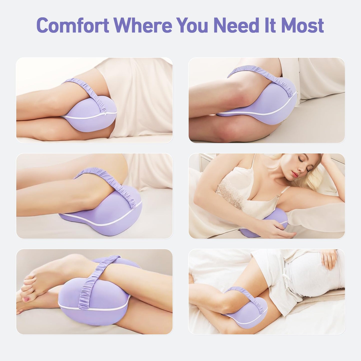 Knee Pillow for Side Sleepers - Smooth Spine Alignment Pillow, Memory Foam Knee Pillows for Back Hip Pain, Spine Aligning, Sciatica, Surgery Recovery, Pregnancy