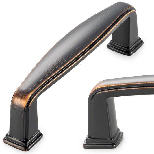 KOOFIZO Square Foot Cabinet Arch Pull - Oil Rubbed Bronze Furniture Handle, 3 Inch/76mm Screw Spacing, 10-Pack for Kitchen Cupboard Door, Bedroom Dresser Drawer, Bathroom Furniture Hardware