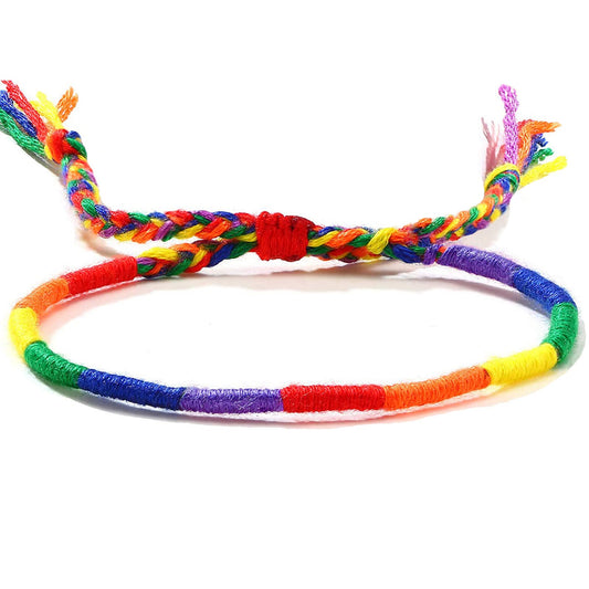 Rainbow LGBT Pride Bracelet for Lesbian Gay Bisexual Adjustable LGBTQ Pride Bracelets Handmade Braided Wristband Pride Month Friendship Bracelet Gifts for Men Women Bulk
