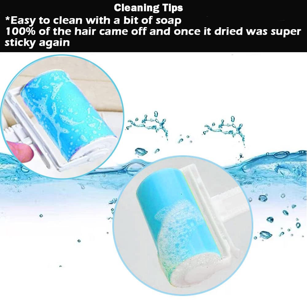 Sticky Lint Roller 3 Pack, Reusable Washable Lint Roller Pet Hair Remover Include Large and Small Size Cleaner for Clothes, Pet Hairs, Carseats