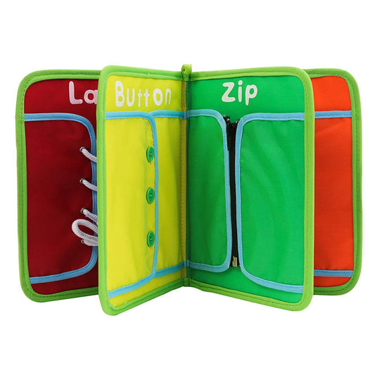 Kghios Montessori Toys Materials for Toddlers BusyBoard,Busy Board Learn to Dress Board Early Learning Basic Life Skills - Zip, Snap, Button, Buckle, Lace & Tie Educational Tools Preschool Learning