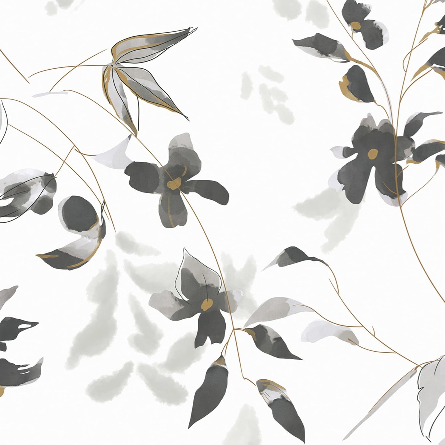 HeloHo Black and White Peel and Stick Wallpaper Boho Floral Wallpaper Leaf Self Adhesive Removable Wall Paper Waterproof Contact Paper for Bathroom Living Room Bedroom Cabinets Decor 15.35" x 118"