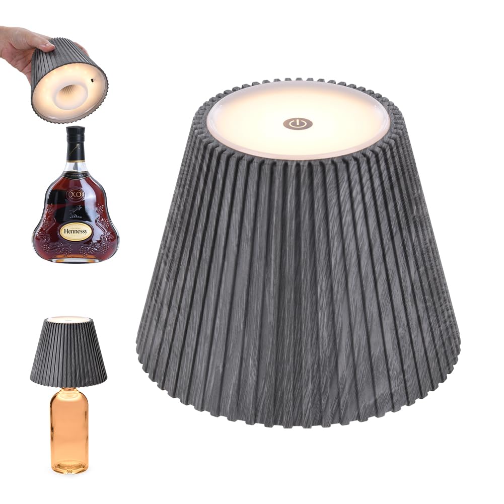 WILIT Wireless Bottle Lamp Shades for Table Lamps, 3 Level Brightness Touch Lamps for Nightstand, Rechargeable Cordless Lamp for Bedroom, Restaurant Bottle Light, Table Top Decor, Cool House Stuff