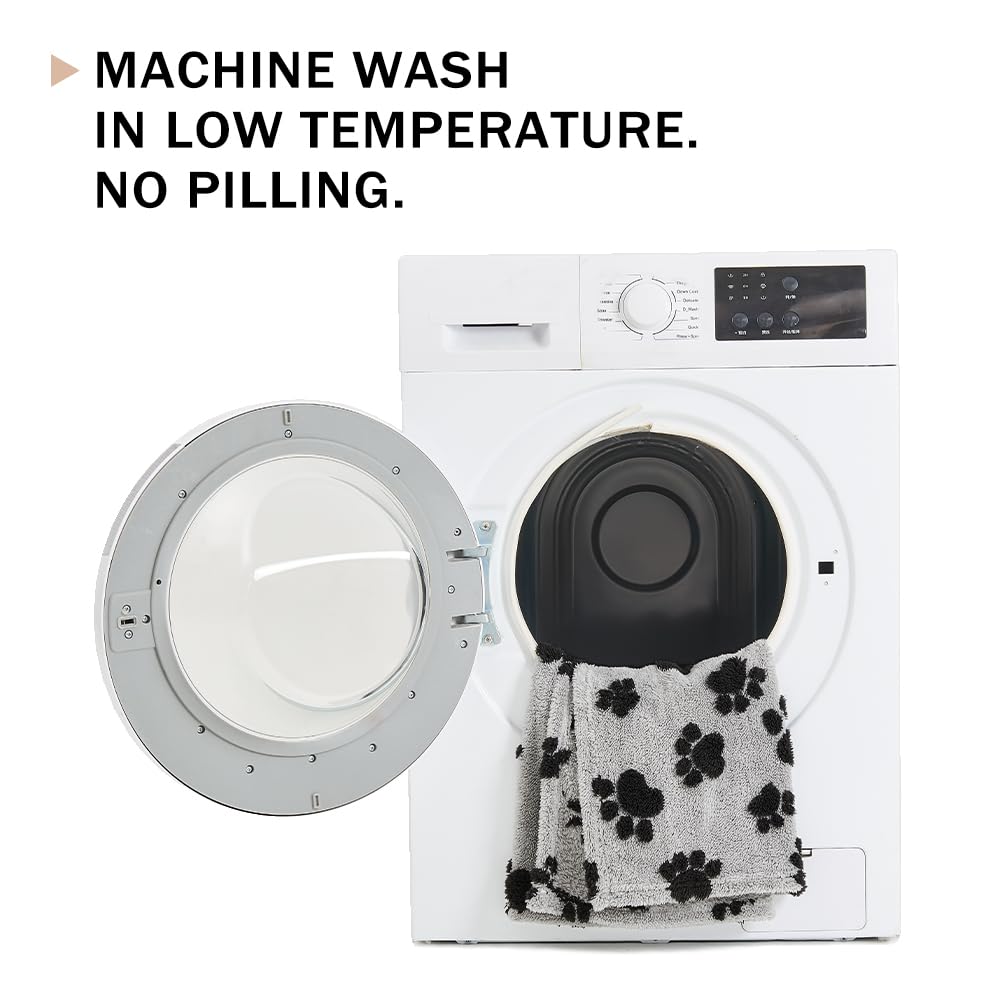 Qeils Jacquard Dog Blankets for Small Dogs, Cozy Calming Blanket for Indoor Cats, 280GSM Coral Fleece Plush Fluffy Throw Blanket, Black Paws, 25x30IN