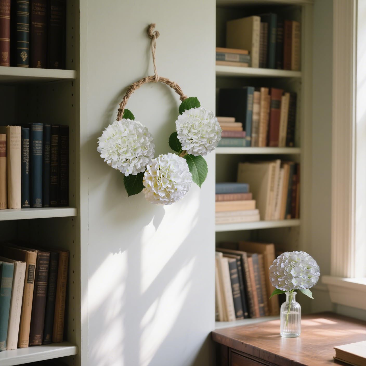 NMAIYA White Hydrangea Artificial Flowers 4Pcs 26" Large Faux Hydrangeas Outdoor Lifelike Silk Flowers with Long Stem Wedding Flower Bouquet Centerpieces for Table Party Home Decoration Indoor