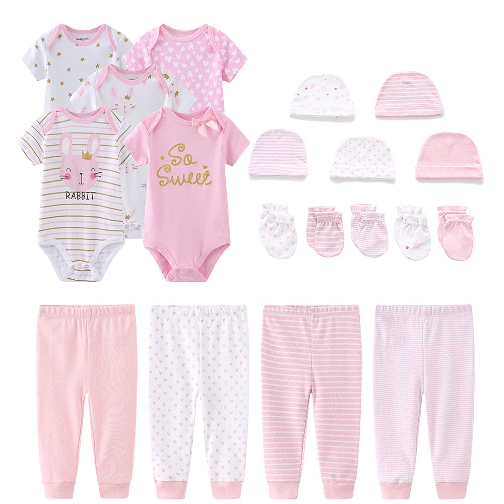 Kiddiezoom Unisex Baby Layette Essentials Giftset Clothing Set 19-Piece For Newborn Baby