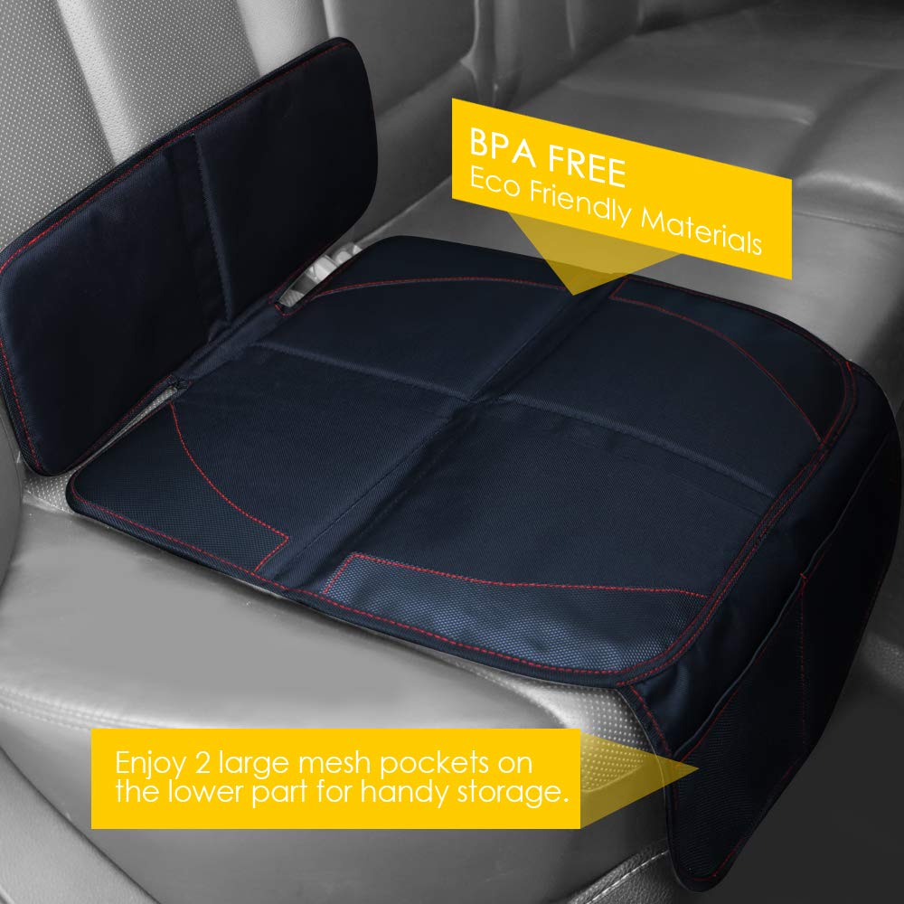 FASITE Car Seat Protector for Baby Child Car Seats - Non-Slip Waterproof Car Seat Cover Pad Protector with Mesh Pockets