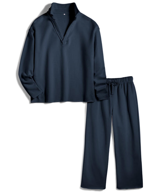 Yioaga Women Tracksuits 2 Piece Set Carmel Travel Set Patrick Pullover Sweatshirt Catherine Sweatpants Casual Lounge Outfit(Navy,XL)