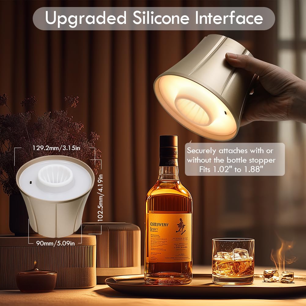 WILIT Wireless Bottle Lamp Shades for Table Lamps, Bottle Lights for Liquor Bottles, Touch Lamps for Kitchen Dinning Picnic,Home Bar Decorations, Modern Wine Bottle Lights, Gifts for Men Women