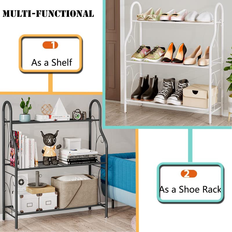 SORCEDAS Plant Stand Indoor Outdoor Plant Stands 3 Tier Metal Corner Plant Shelf Multiple Holder for Living Room Balcony Garden, Dark Grey