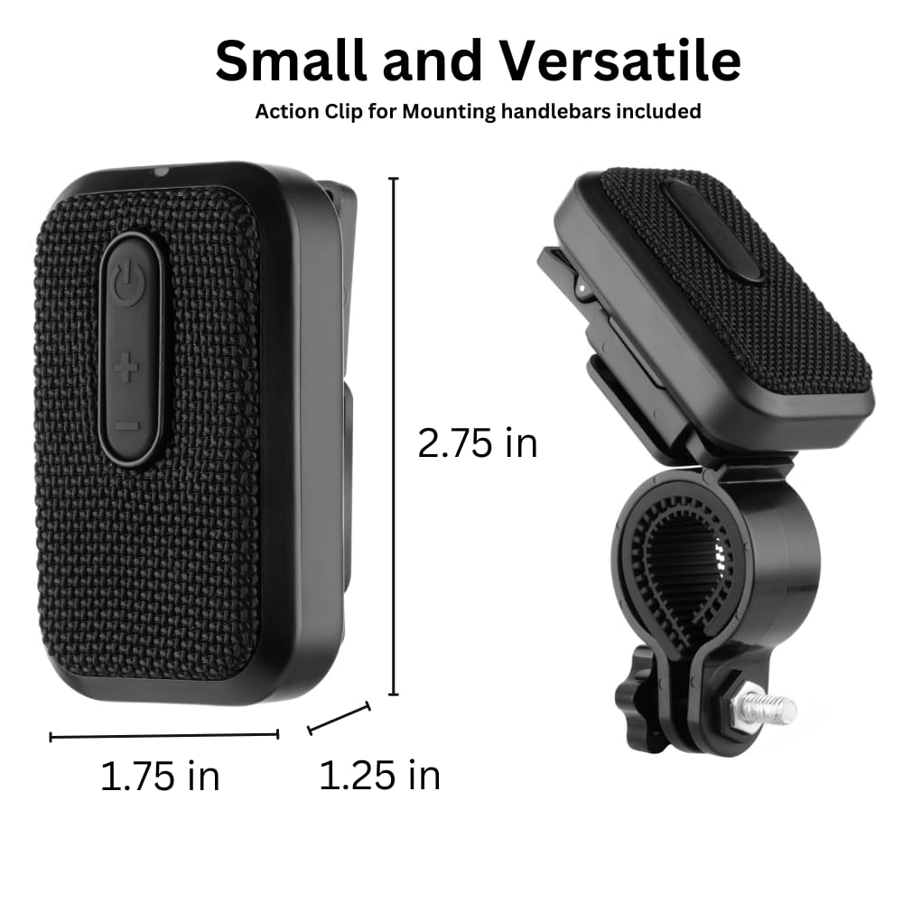 Super Real Wearable Bluetooth Speaker - Waterproof Wireless Portable Speaker - Built in Mic for Hands Free Calls - Mini Clip on Bike & Golf Speaker