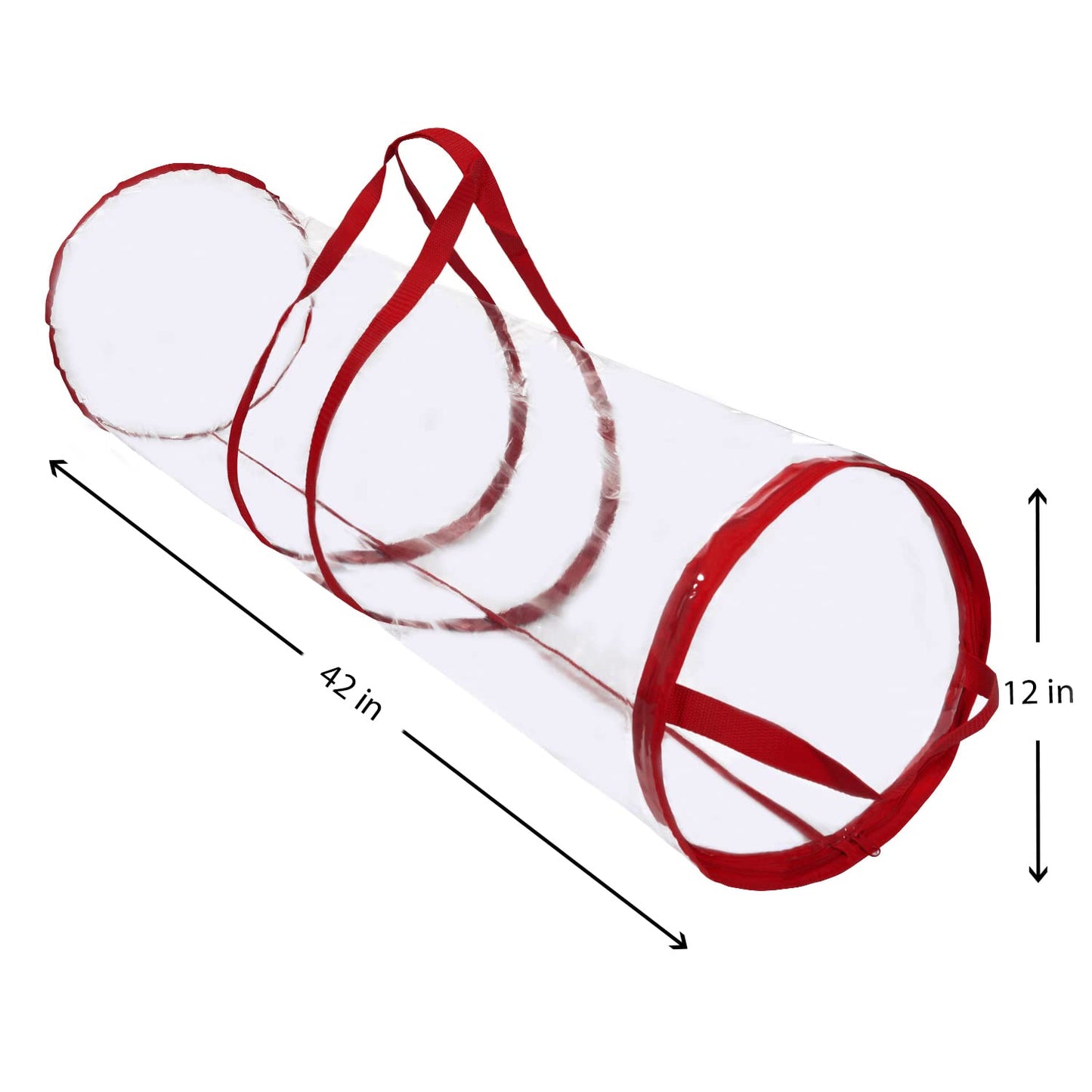 Primode Wrapping Paper Storage Bag, Gift Wrap Organizer, Fits 40 Inch Long Rolls, Hold Up to 24 Rolls, Heavy Duty Clear PVC Bag with Top and Side Handles (Red)