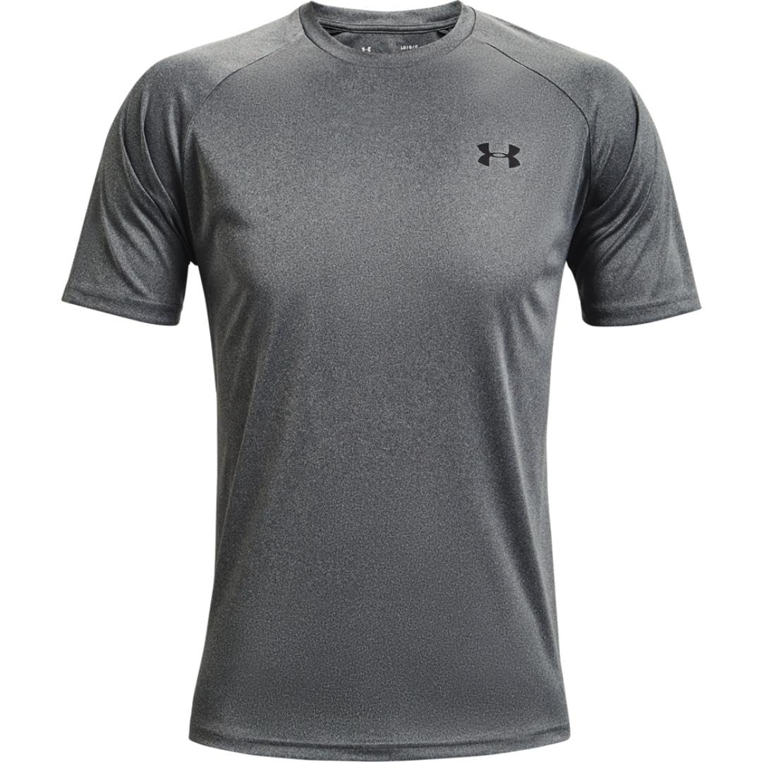 Under Armour Men's Velocity 2.0 Short Sleeve T Shirt, (012) Pitch Gray Light Heather / / Black, Medium