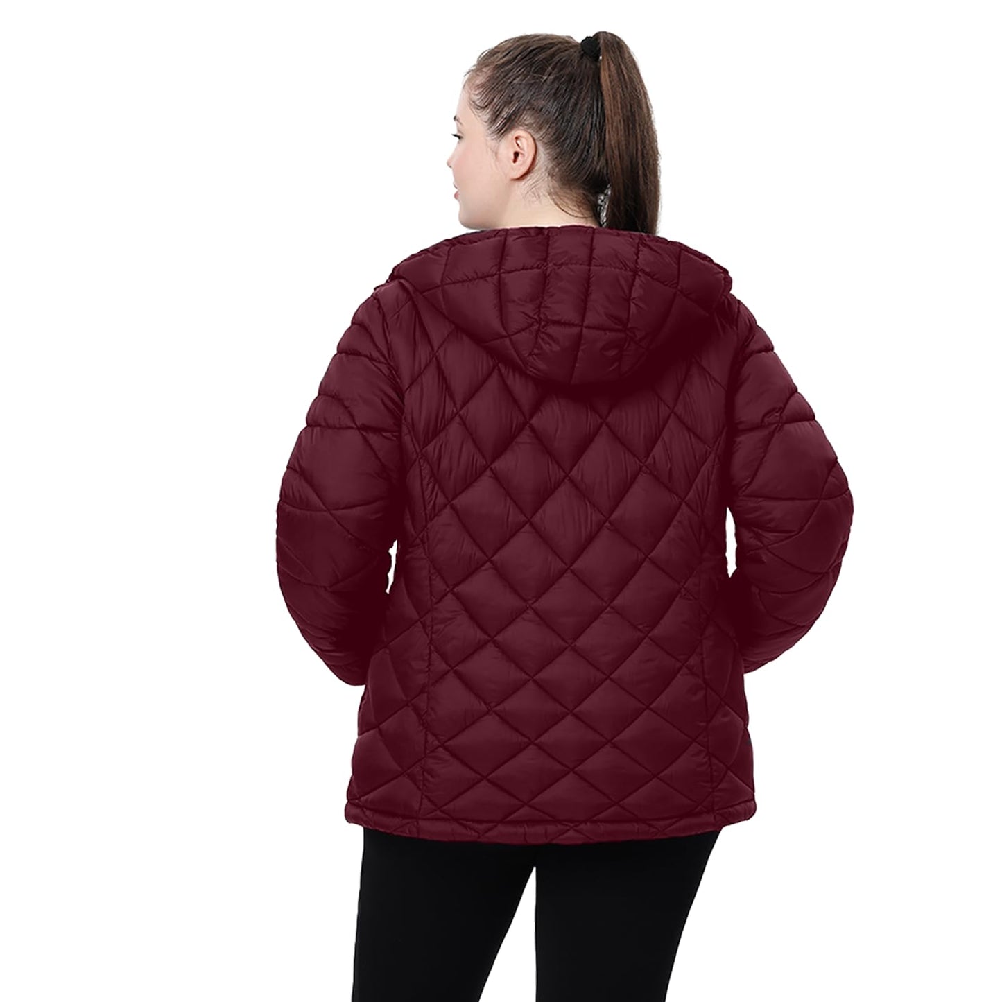 HHE Plus Size Women's Packable Puffer Jacket 1X-5X Water-Resistant Lightweight Winter Coat(Exclusively for Plus Size)(Winered,5X)