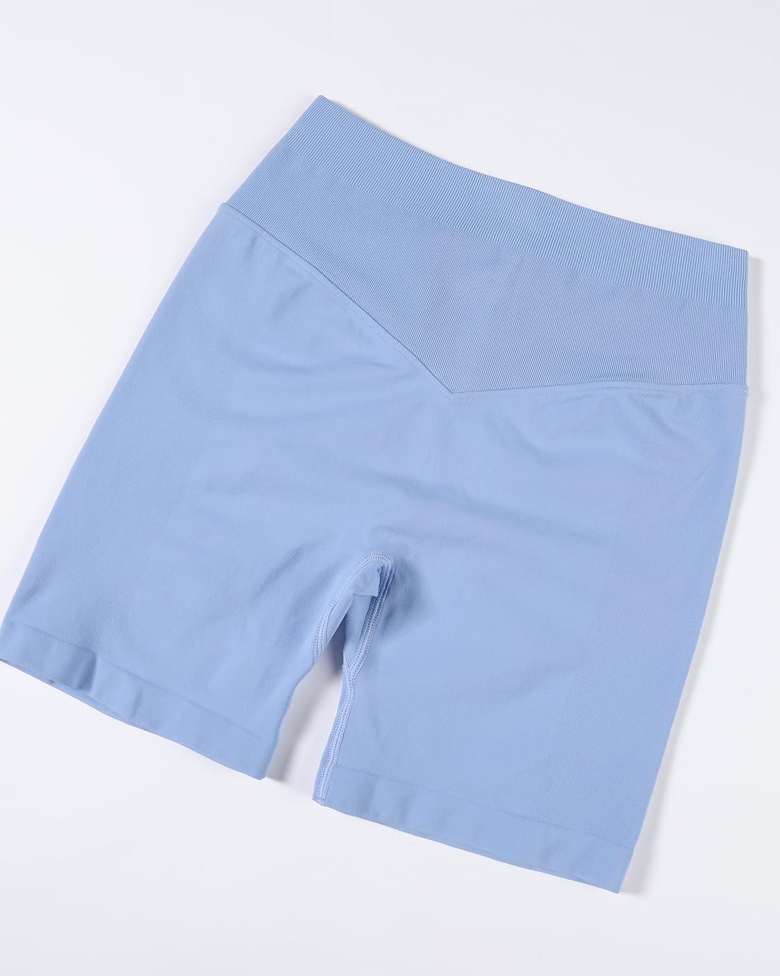 AUROLA Impressive Collection Workout Shorts for Women,High Waisted V-Shape Seam Gym Embossed Logo Athletic Fitness Short(Airy Blue,XS)