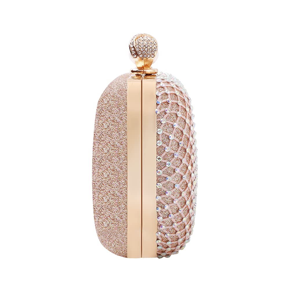 Mulian LilY M106 Glitter Clutch Purse For Women Sparkly evening bags Prom Party Handbag Rose Gold