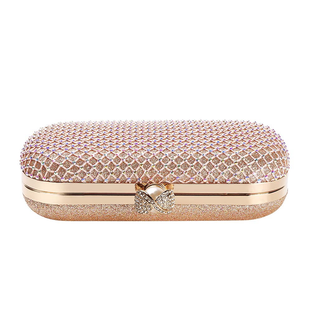 Mulian LilY M106 Glitter Clutch Purse For Women Sparkly evening bags Prom Party Handbag Rose Gold