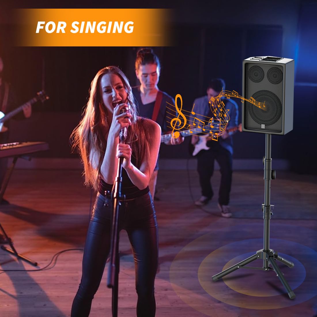 Small Speaker Stands 2 Pack, 24-50 Inch Height Adjustable Speaker Tripod Stand Pair, Lightweight 35mm Compatible Insert, Support 55 LB with 2 Storage Bags