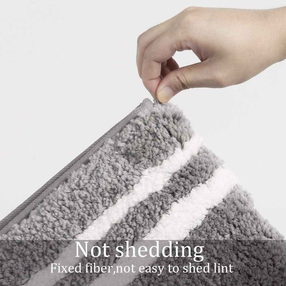 Uphome Bathroom Runner Rug, 18x47 Modern Gray and White Long Bathroom Rug Non Slip Washable, Soft Microfiber Absorbent Bath Mat Runner for Tub, Shower, Floor, Sink