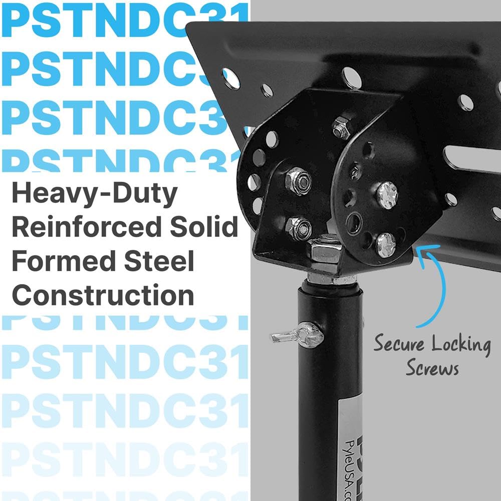 Pyle Speaker Wall Ceiling Mount Stand - Black Speaker Mounting Bracket w/ Adjustable Swivel Tilt, Retractable Telescopic Arm - Home Surround Sound System Bookshelf Satellite Speakers PSTNDC31 (Pair)