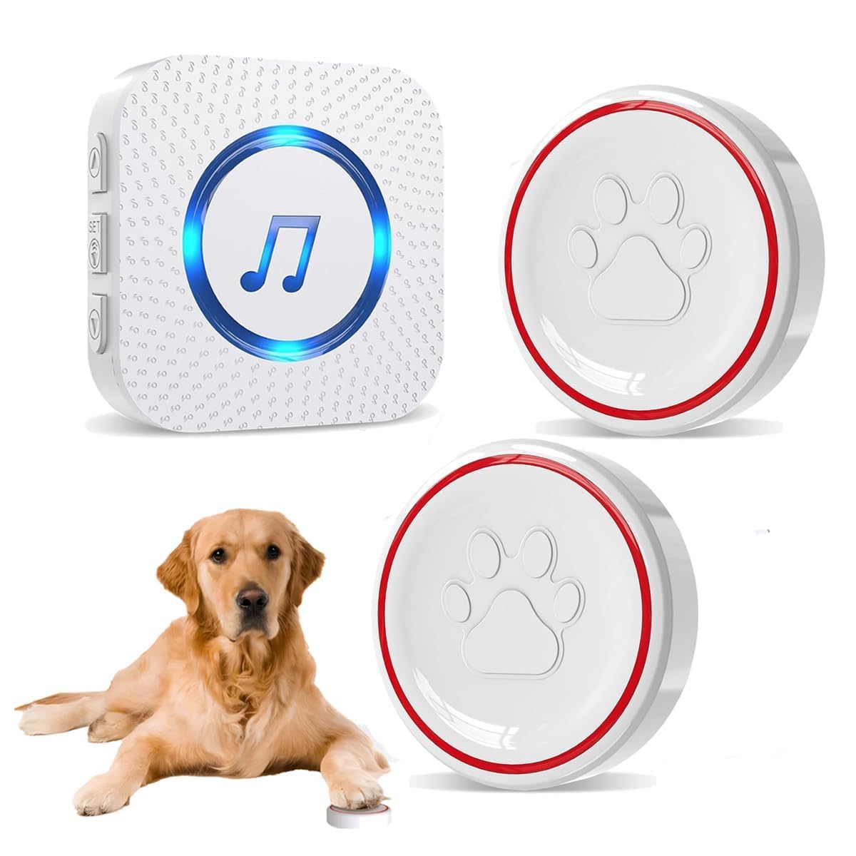 ChunHee Smart Dog Door Bell Wireless Puppy DoorBell for Potty Training, Dog Bells to go Outside, Bells for Dogs to Ring to go Potty, 2 Dog Buttons [New 2025]